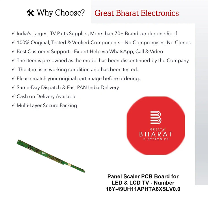 পেনেল স্কেলাৰ PCB ব'ৰ্ডৰ বাবে LED TV - নম্বৰ 16Y-49UH11APHTA6XSLV0.0