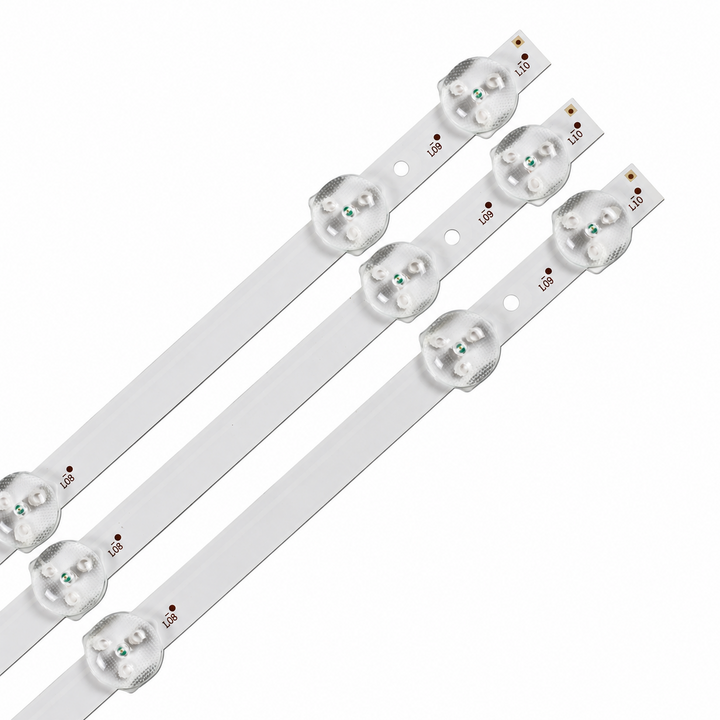 GBE HL-2A390A28-1001S-03 A3 LED backlight strips close-up showing LED lenses and mounting layout