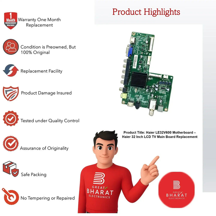 Haier LE32V600 Motherboard – Haier 32 Inch LCD TV Main Board Replacement - Great Bharat Electronics