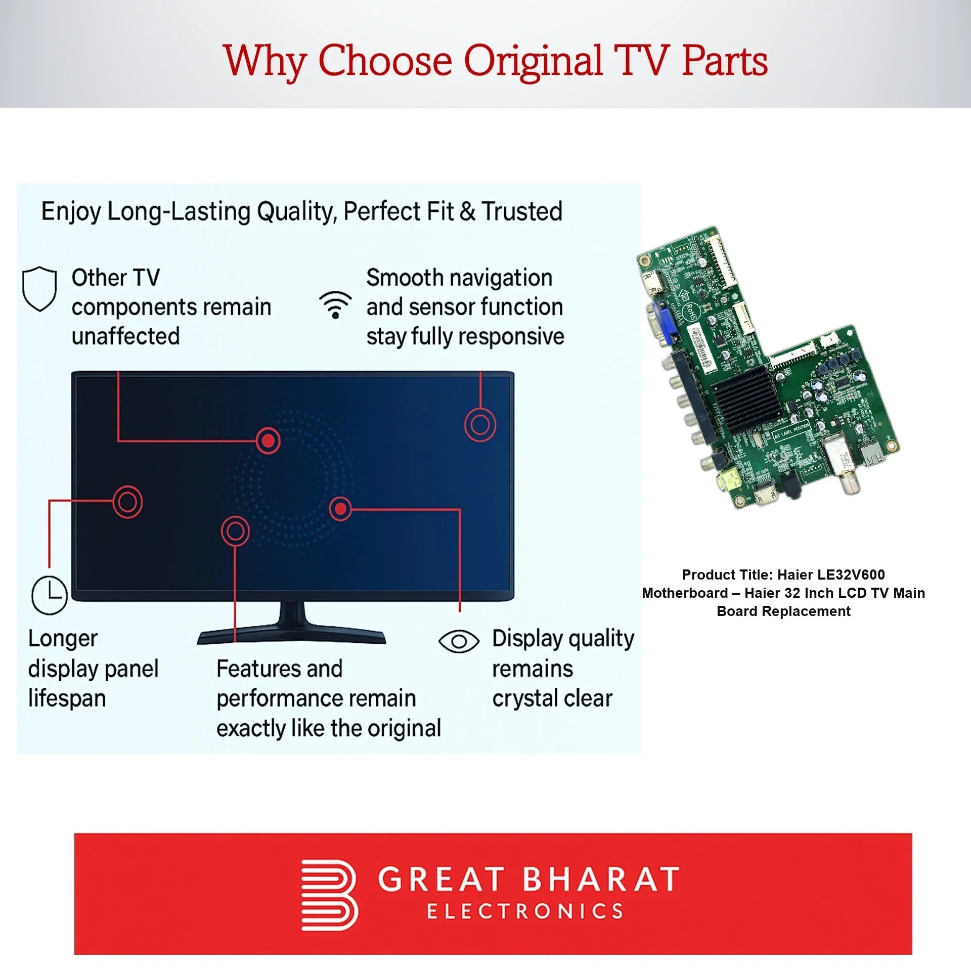 Haier LE32V600 Motherboard – Haier 32 Inch LCD TV Main Board Replacement - Great Bharat Electronics