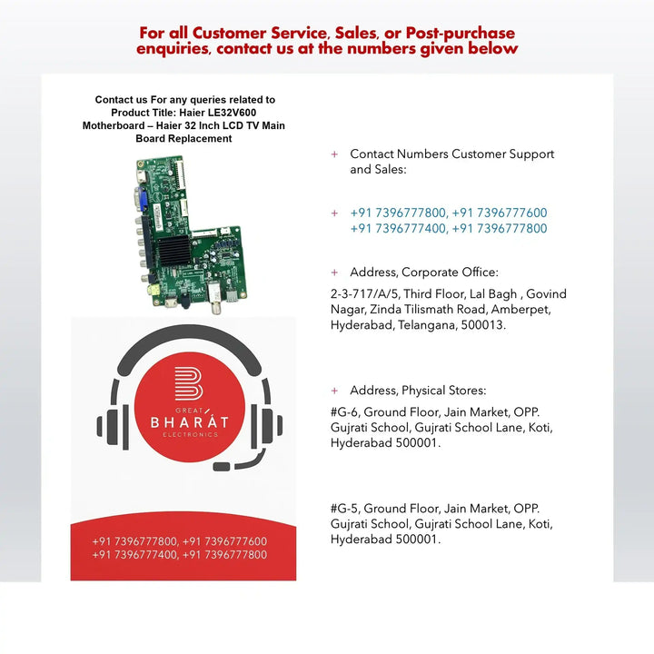 Haier LE32V600 Motherboard – Haier 32 Inch LCD TV Main Board Replacement - Great Bharat Electronics