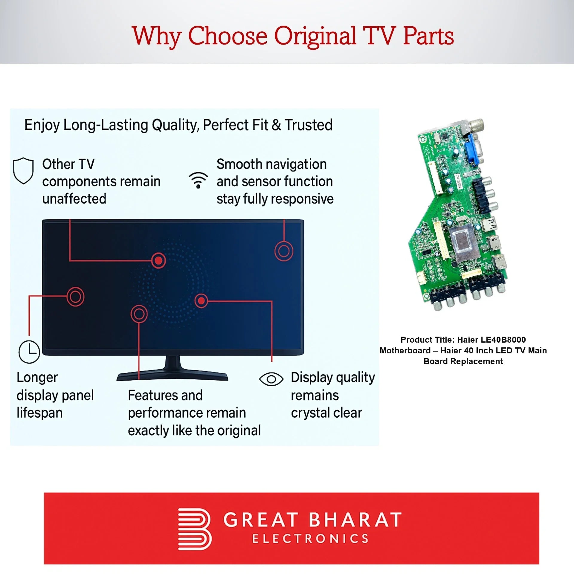Haier LE40B8000 Motherboard – Haier 40 Inch LED TV Main Board Replacement - Great Bharat Electronics