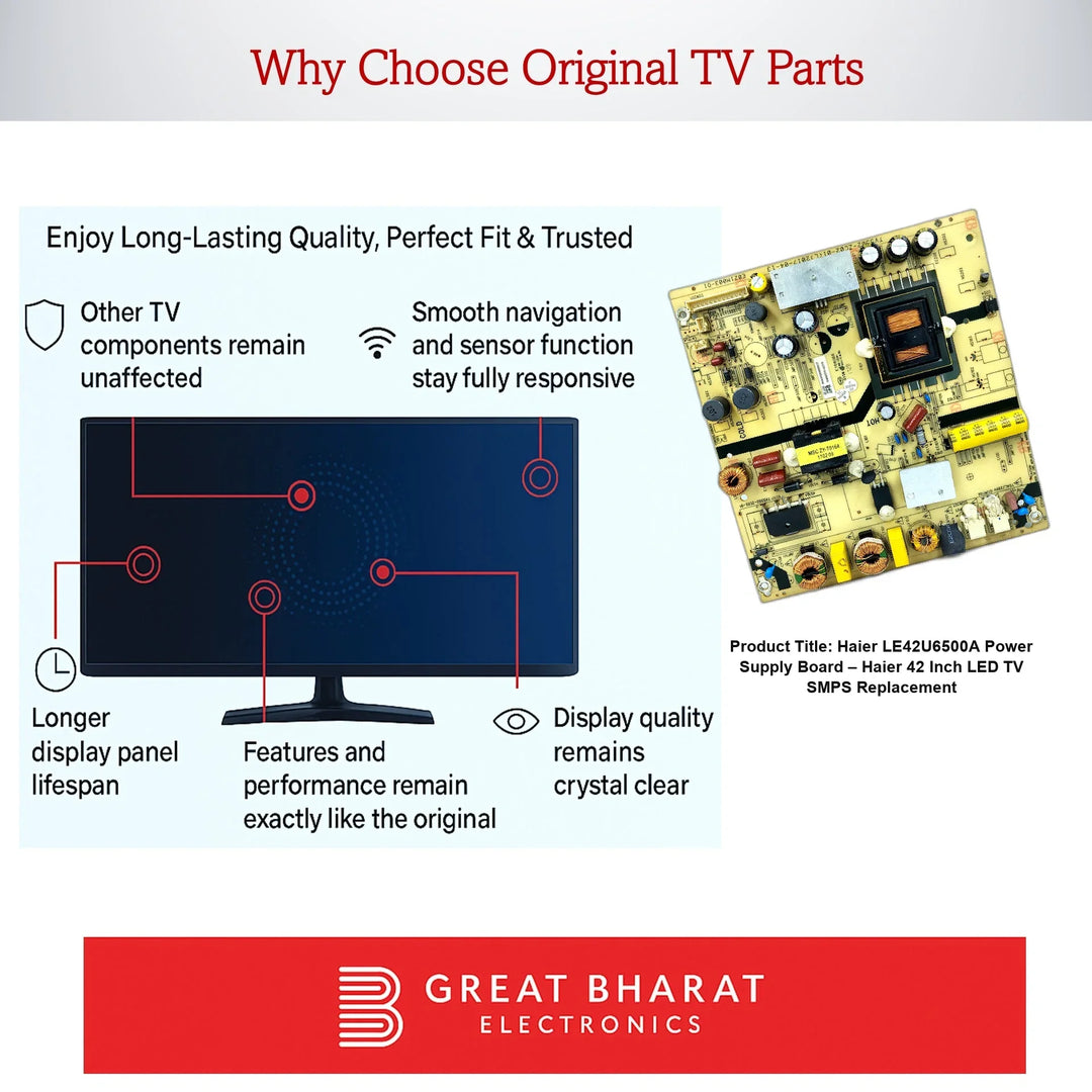 Haier LE42U6500A Power Supply Board – Haier 42 Inch LED TV SMPS Replacement - Great Bharat Electronics