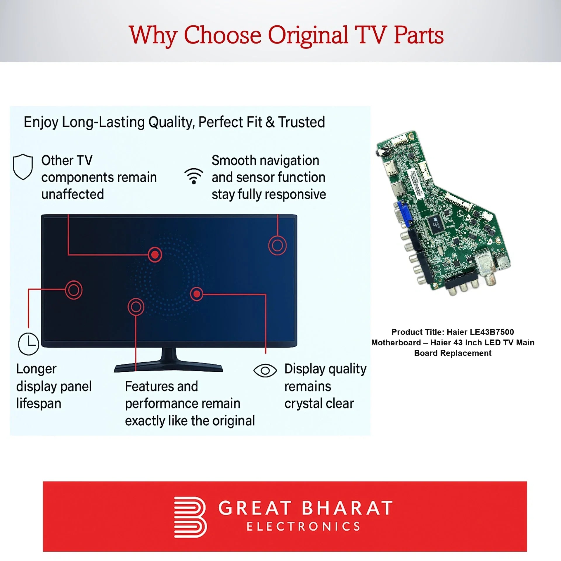 Haier LE43B7500 Motherboard – Haier 43 Inch LED TV Main Board Replacement - Great Bharat Electronics