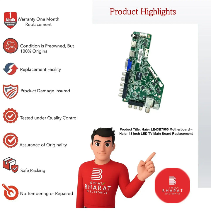 Haier LE43B7500 Motherboard – Haier 43 Inch LED TV Main Board Replacement - Great Bharat Electronics