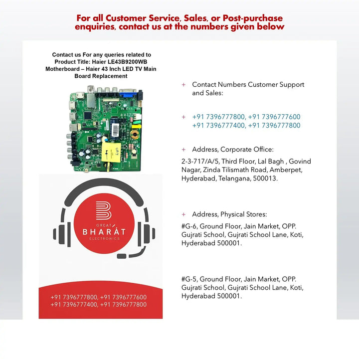 Haier LE43B9200WB Motherboard – Haier 43 Inch LED TV Main Board Replacement - Great Bharat Electronics
