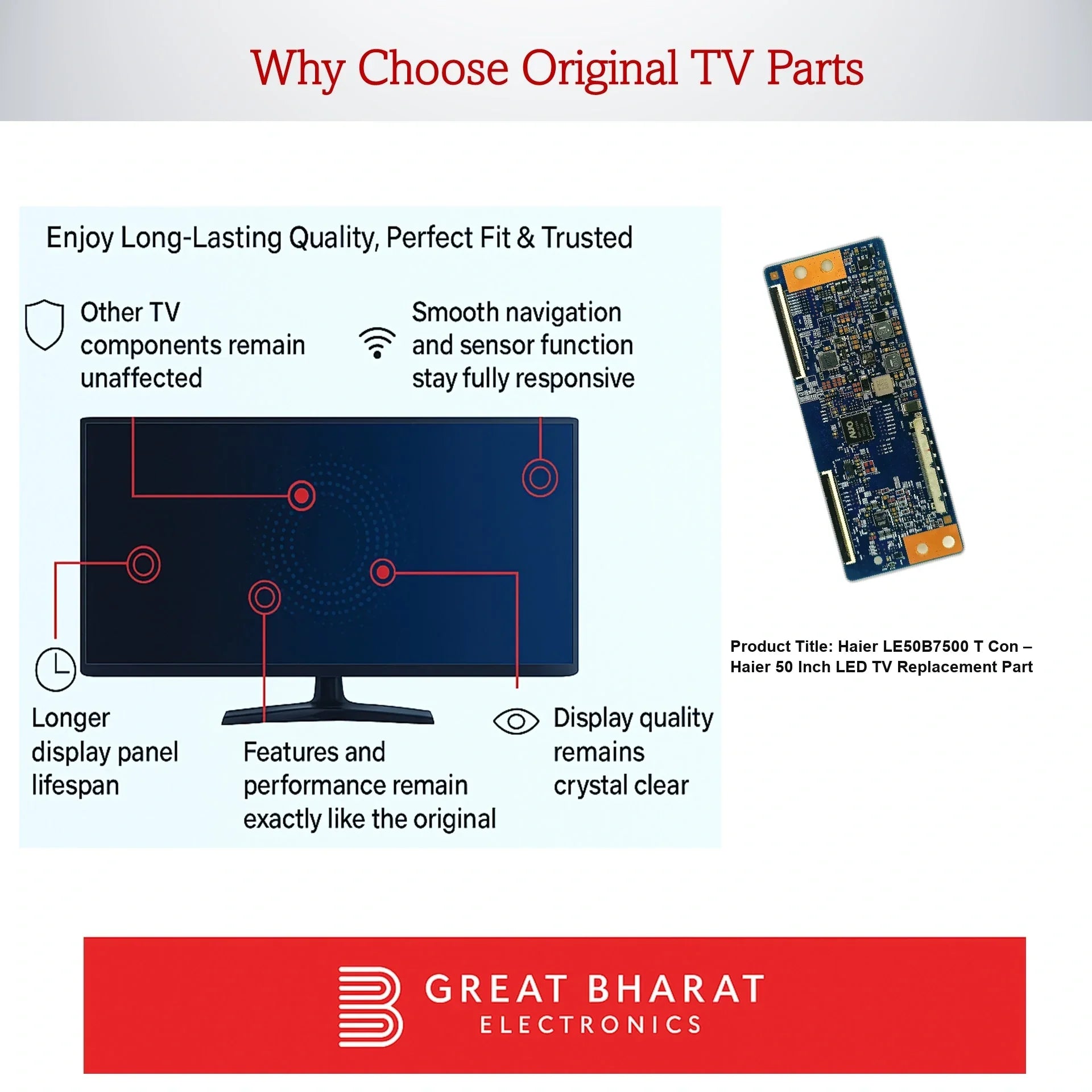 Haier LE50B7500 T-Con Board – Haier 50 Inch LED TV Replacement Part - Great Bharat Electronics
