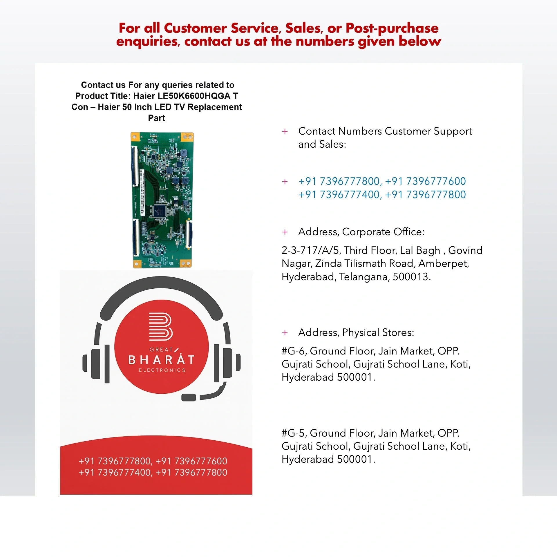 Haier LE50K6600HQGA T-Con Board – Haier 50 Inch LED TV Replacement Part - Great Bharat Electronics
