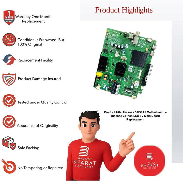 Hisense 32EGA1 Motherboard – Hisense 32 Inch LED TV Main Board Replacement - Great Bharat Electronics