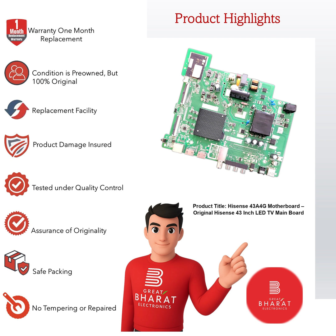 Hisense 43A4G Motherboard – Original Hisense 43 Inch LED TV Main Board - Great Bharat Electronics