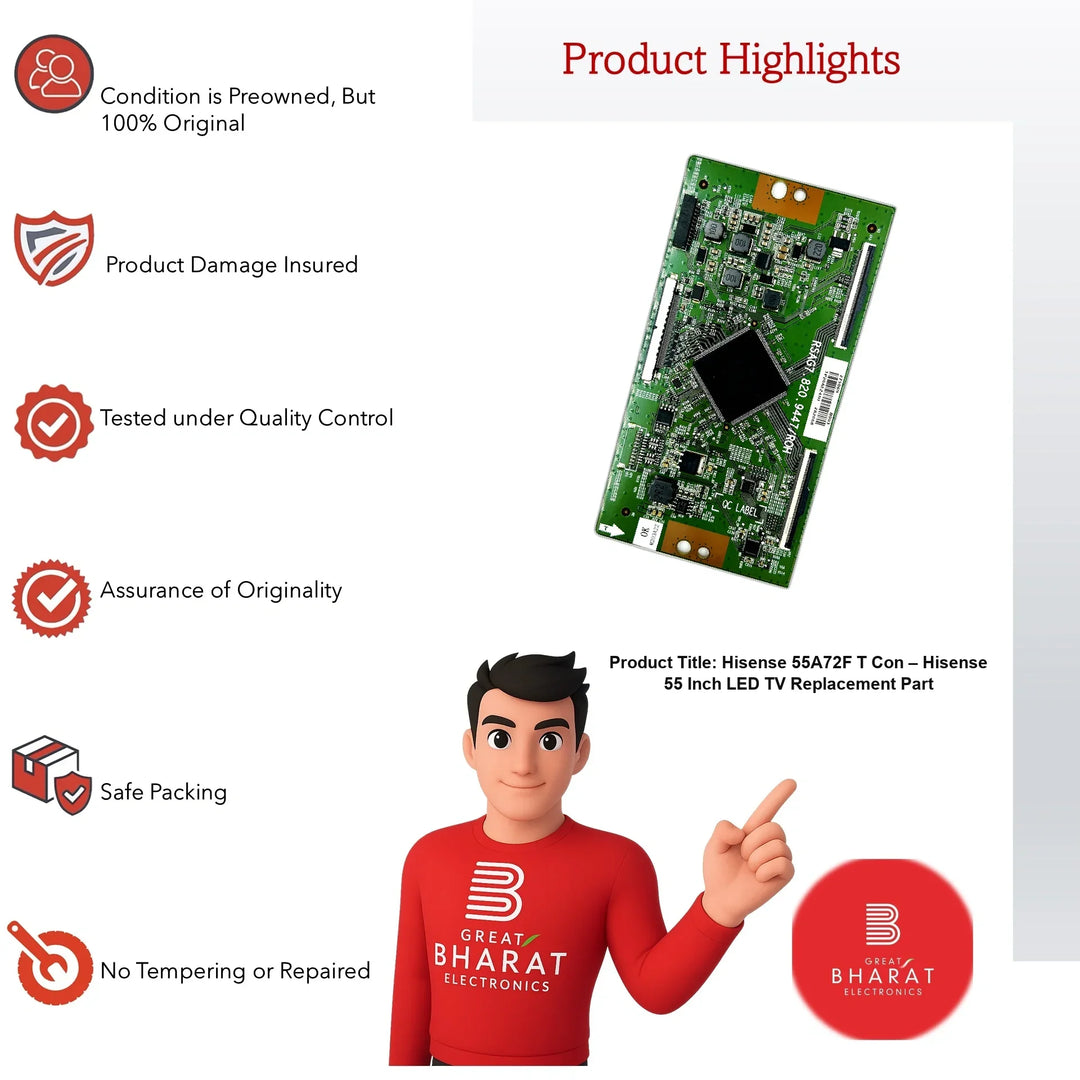 Hisense 55A72F T-Con Board – Hisense 55 Inch LED TV Replacement Part - Great Bharat Electronics