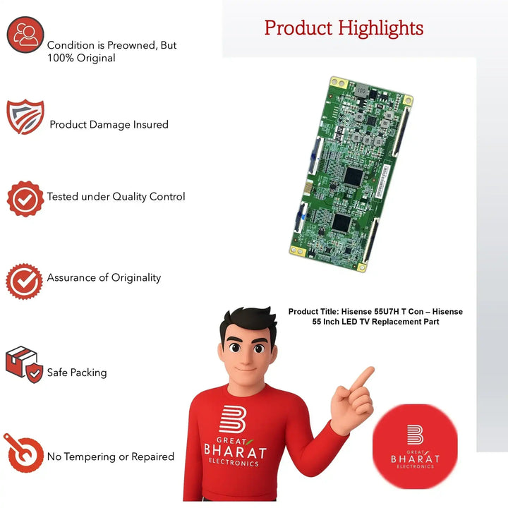 Hisense 55U7H T-Con Board – Hisense 55 Inch LED TV Replacement Part - Great Bharat Electronics