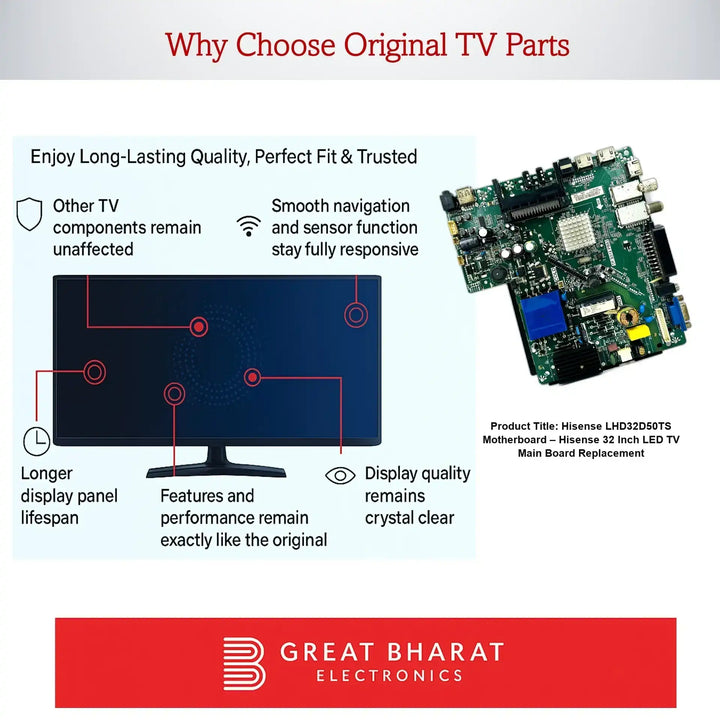 Hisense LHD32D50TS மதர்போர்டு – Hisense 32 அங்குலம் LED TV பிரதான பலகை மாற்றுதல் - Great Bharat Electronics