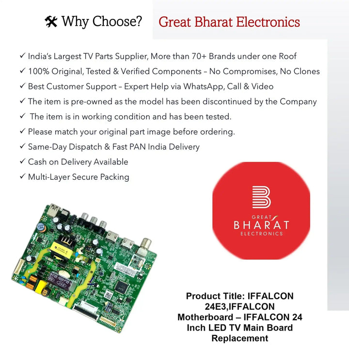 iFFALCON 24E3,iFFALCON Motherboard – iFFALCON 24 Inch LED TV Main Board Replacement - Great Bharat Electronics