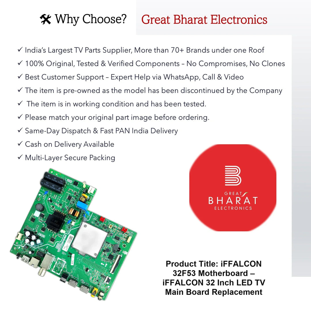 iFFALCON 32F53 Motherboard – iFFALCON 32 Inch LED TV Main Board Replacement - Great Bharat Electronics
