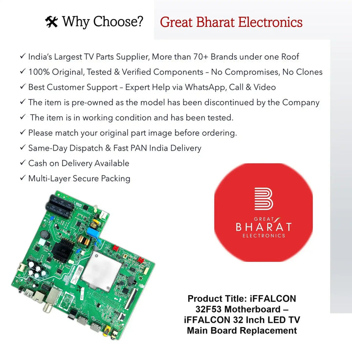 iFFALCON 32F53 Motherboard – iFFALCON 32 Inch LED TV Main Board Replacement - Great Bharat Electronics