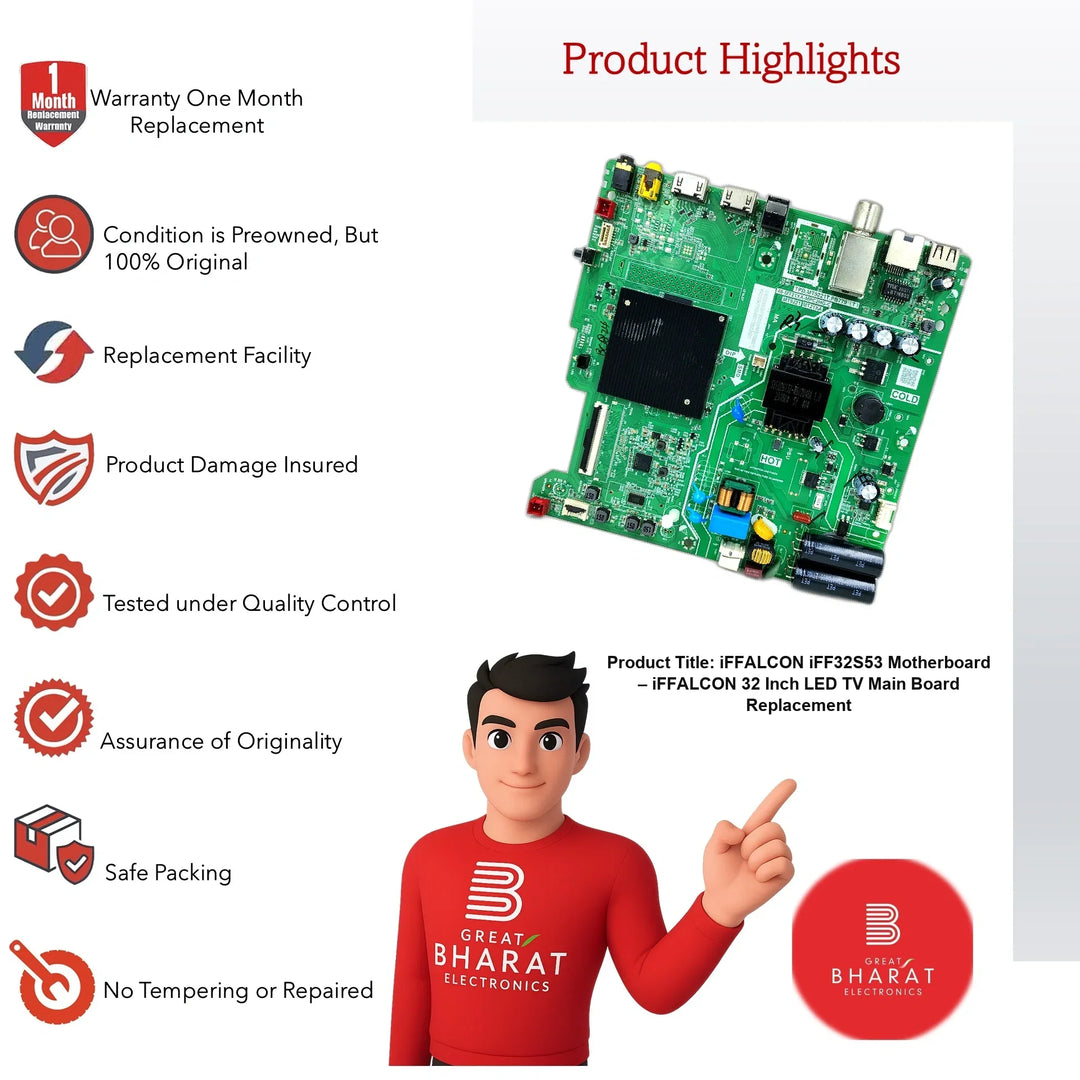 iFFALCON iFF32S53 Motherboard – iFFALCON 32 Inch LED TV Main Board Replacement - Great Bharat Electronics