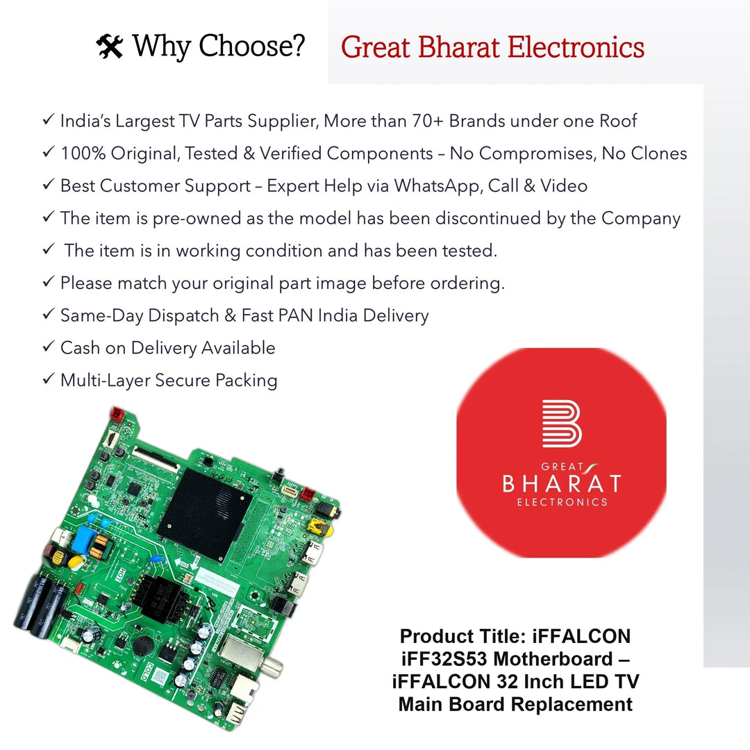iFFALCON iFF32S53 Motherboard – iFFALCON 32 Inch LED TV Main Board Replacement - Great Bharat Electronics