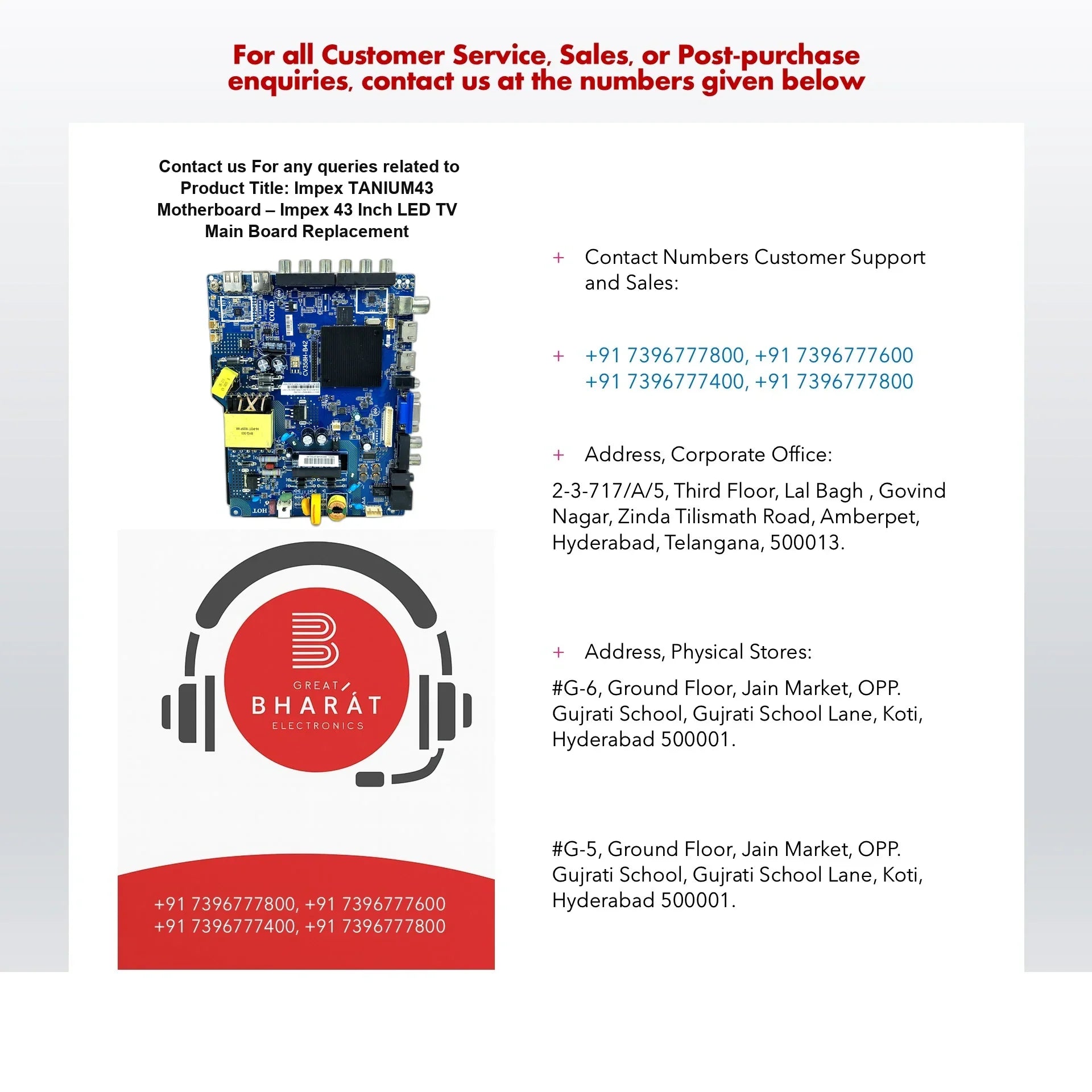 Impex TANIUM43 Motherboard – Impex 43 Inch LED TV Main Board Replacement - Great Bharat Electronics