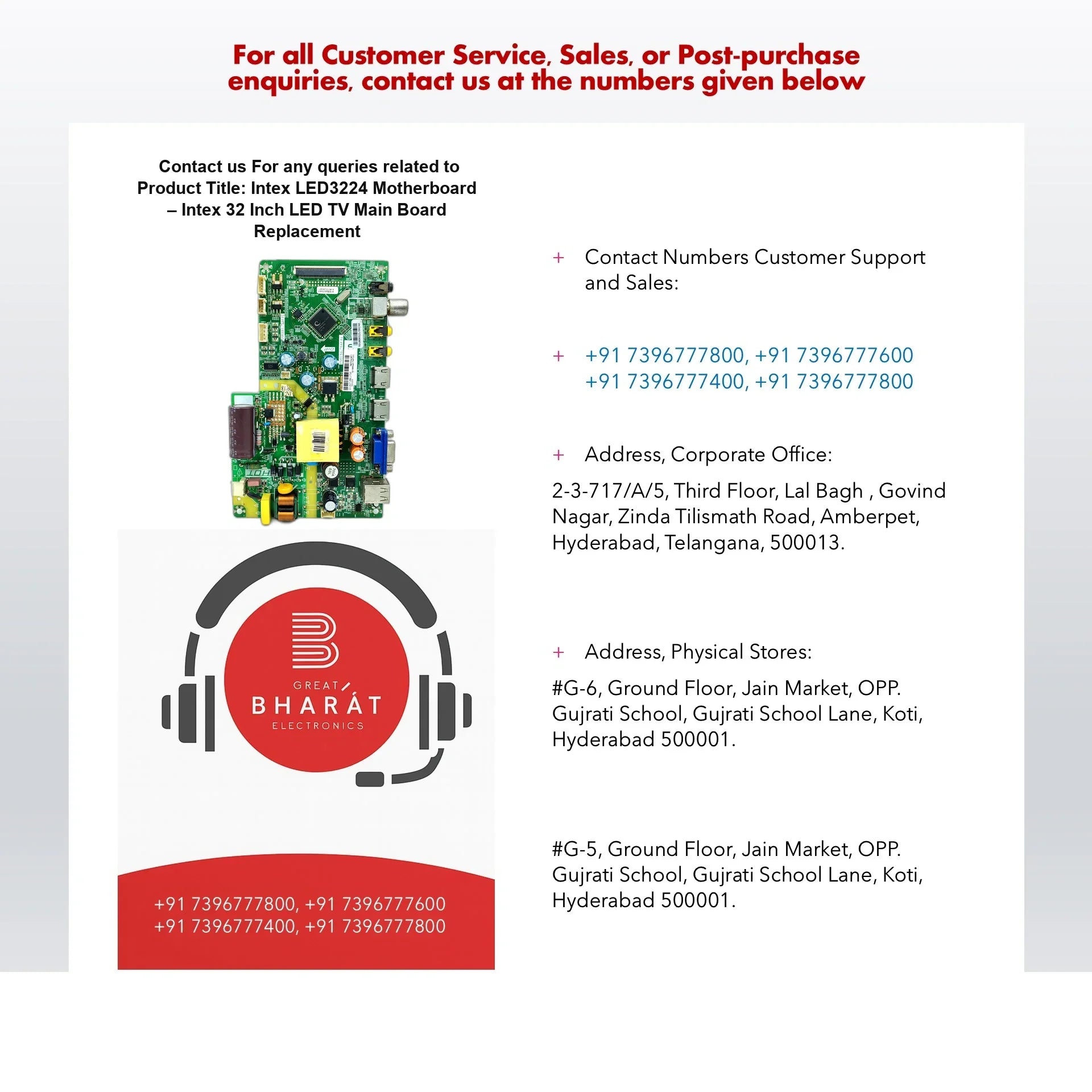 Intex LED3224 Motherboard – Intex 32 Inch LED TV Main Board Replacement - Great Bharat Electronics