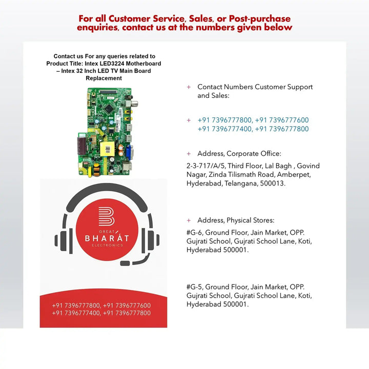 Intex LED3224 Motherboard – Intex 32 Inch LED TV Main Board Replacement - Great Bharat Electronics