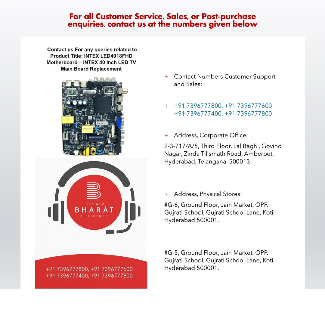 Intex LED4018FHD Motherboard – Intex 40 Inch LED TV Main Board Replacement - Great Bharat Electronics