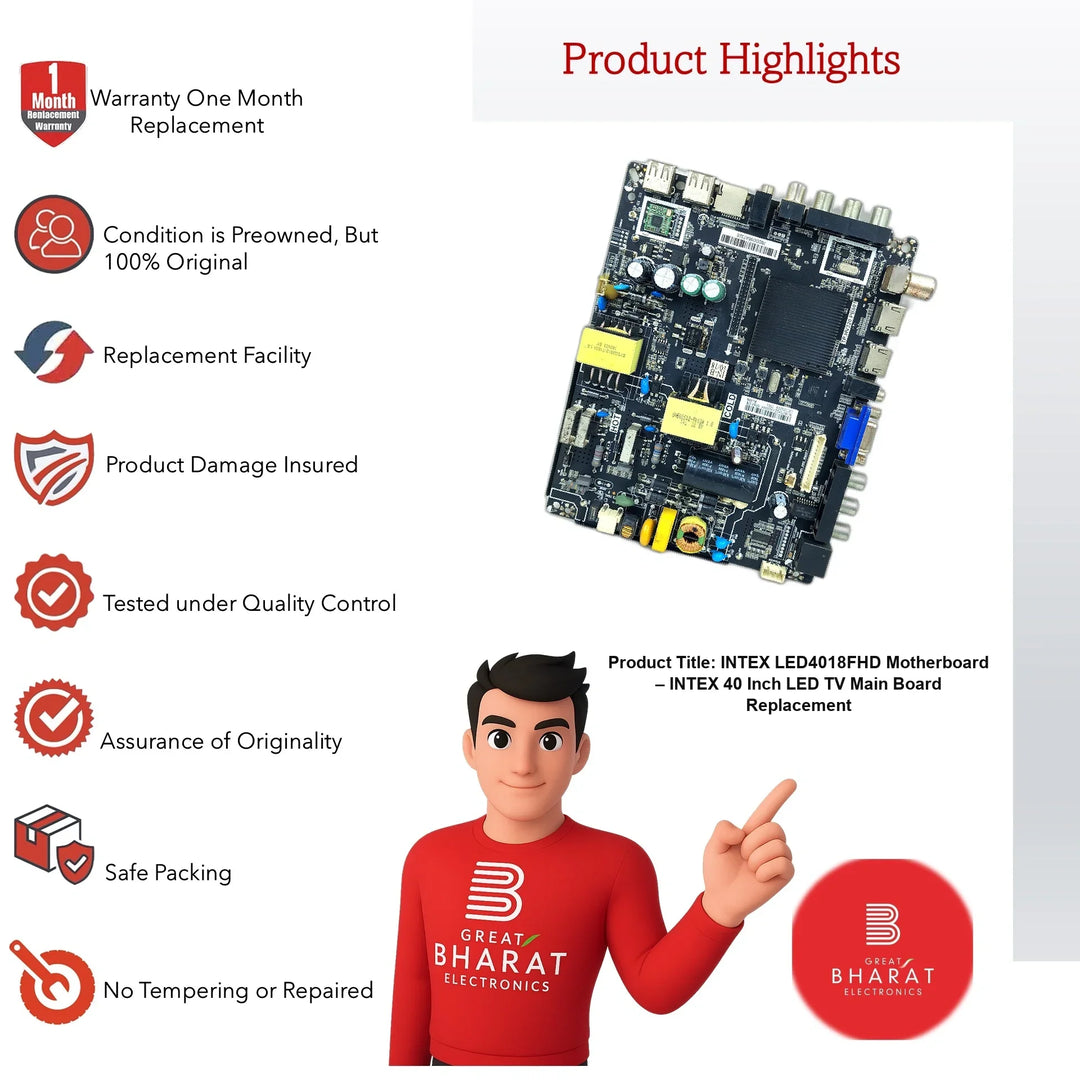 Intex LED4018FHD Motherboard – Intex 40 Inch LED TV Main Board Replacement - Great Bharat Electronics