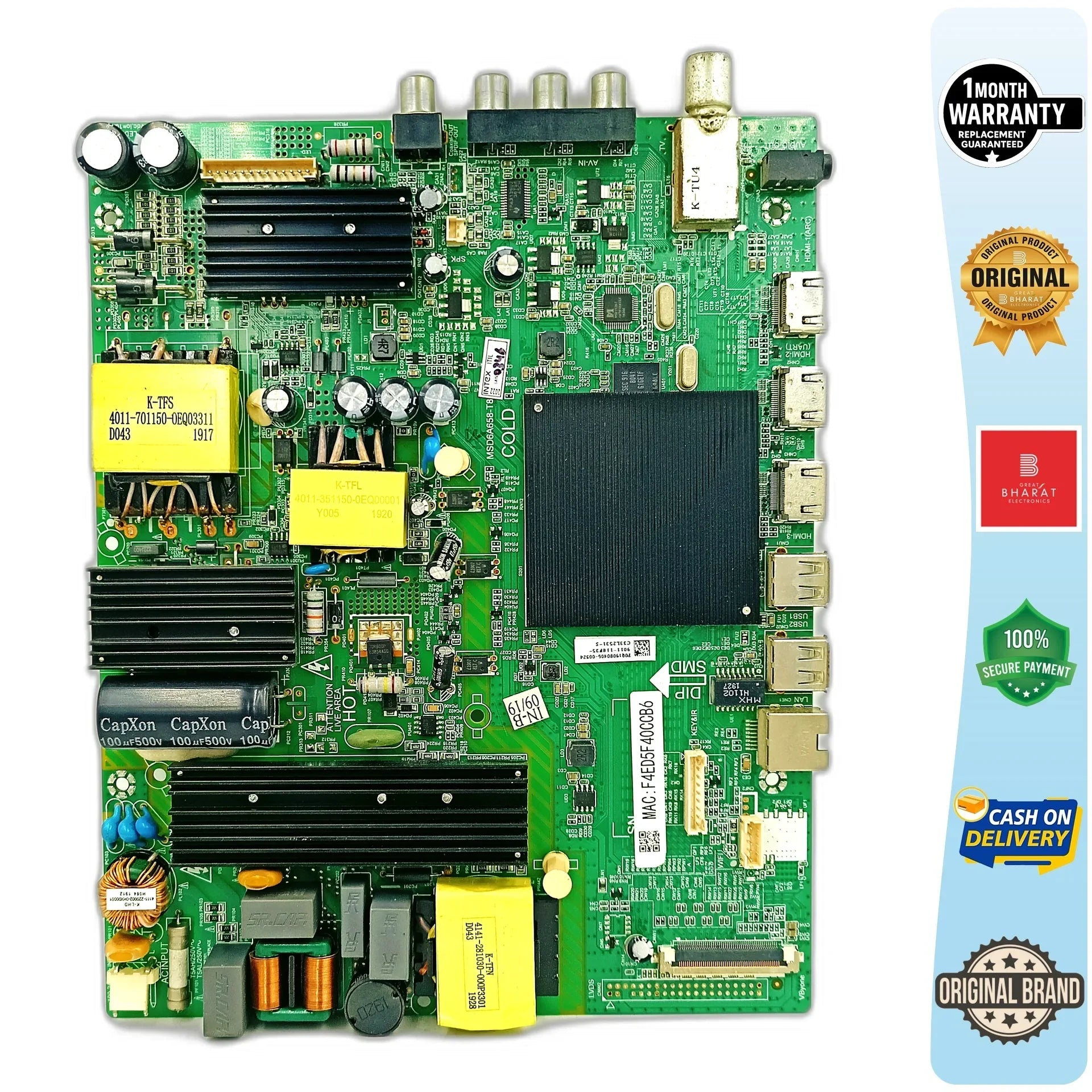Intex LEDSU5004 Motherboard – Intex 50 Inch LED TV Main Board Replacement - Great Bharat Electronics