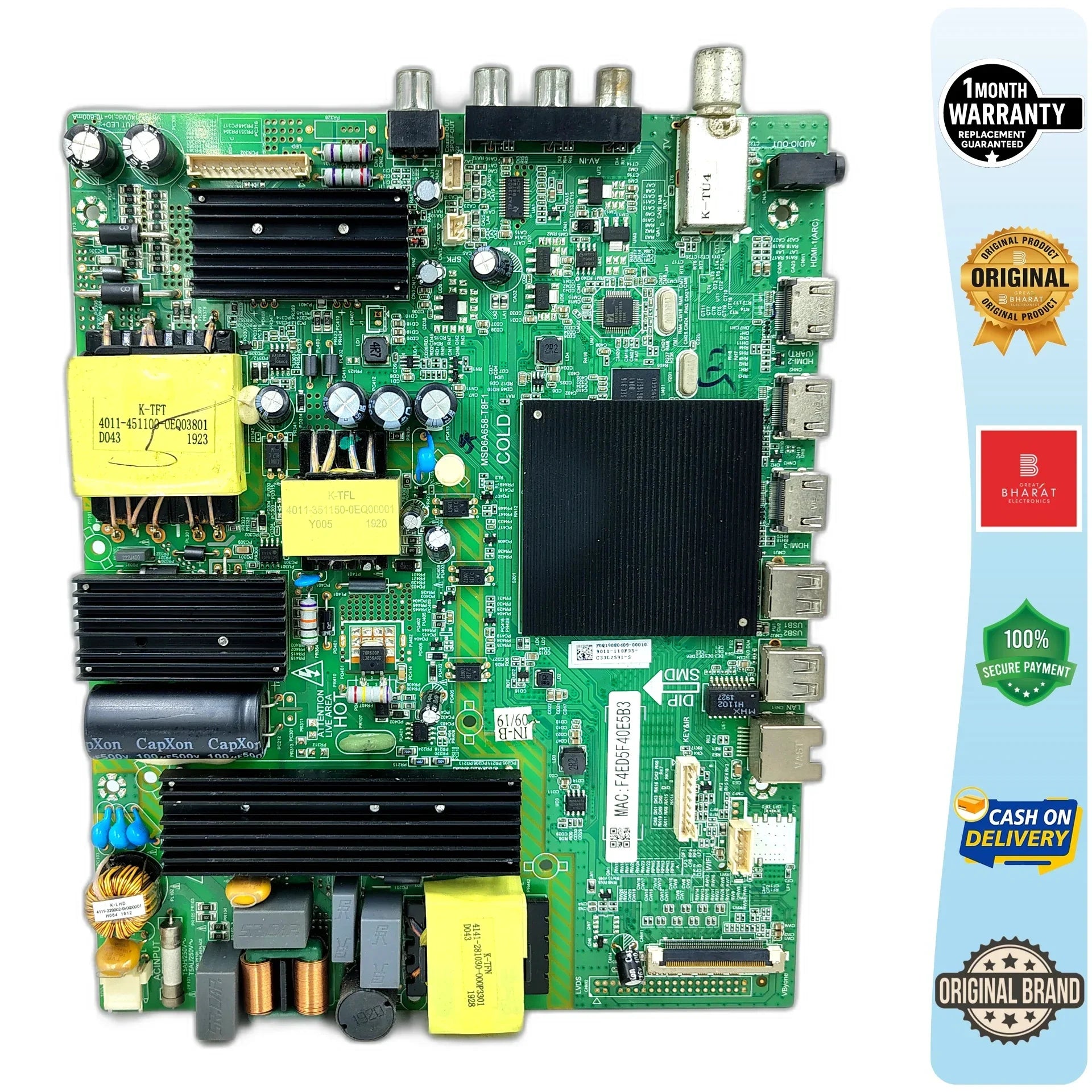 Intex LEDSU5504 Motherboard – Intex 50 Inch LED TV Main Board Replacement - Great Bharat Electronics