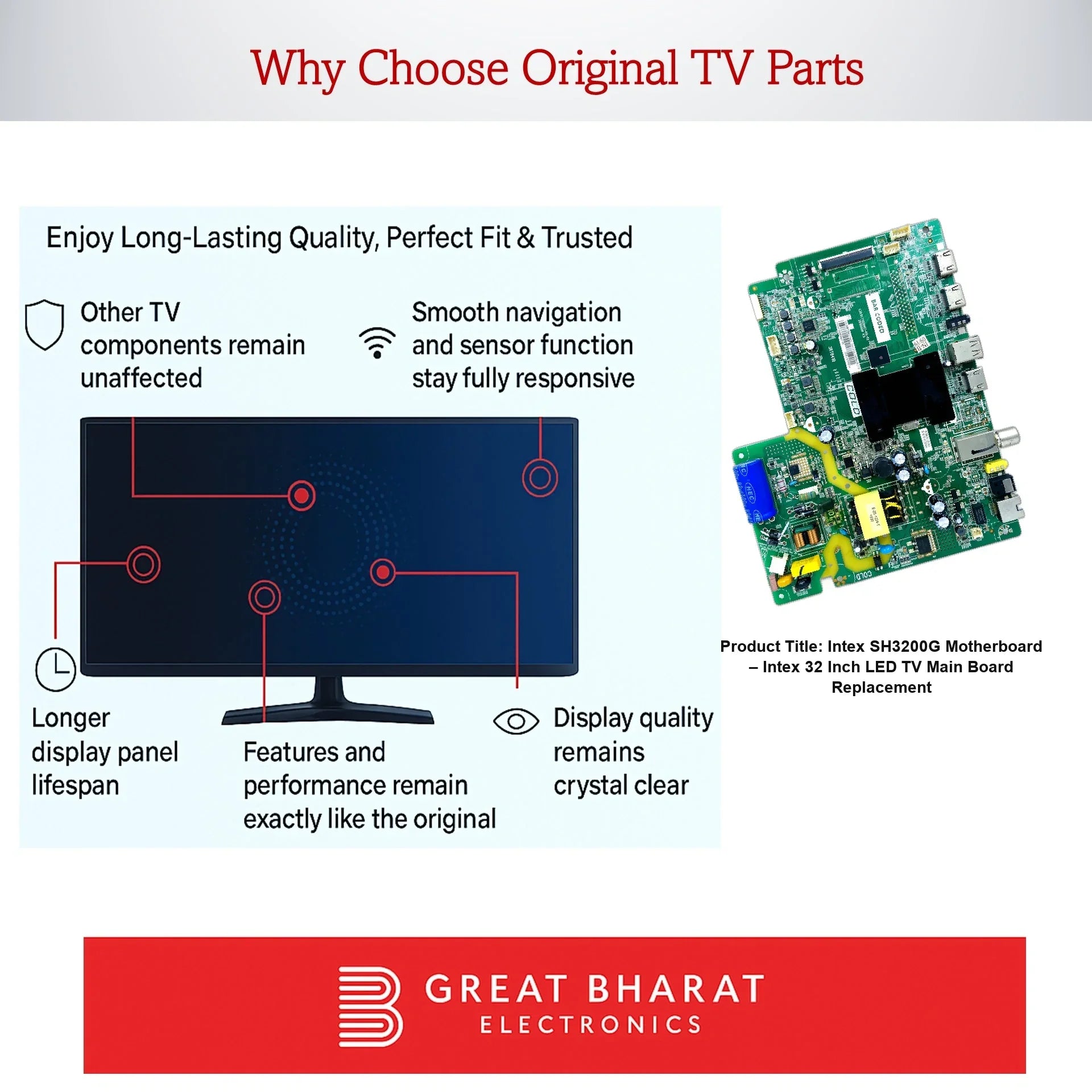 Intex SH3200G Motherboard – Intex 32 Inch LED TV Main Board Replacement - Great Bharat Electronics