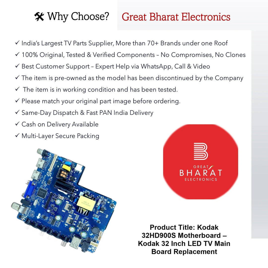 Kodak 32HD900S Motherboard – Kodak 32 Inch LED TV Main Board Replacement - Great Bharat Electronics