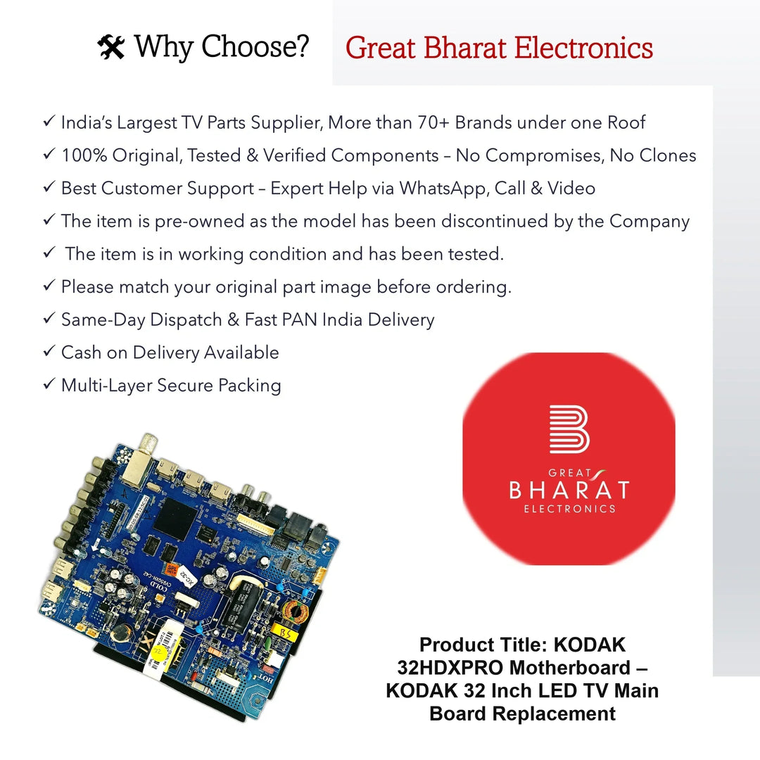 Kodak 32HDXPRO Motherboard – Kodak 32 Inch LED TV Main Board Replacement - Great Bharat Electronics