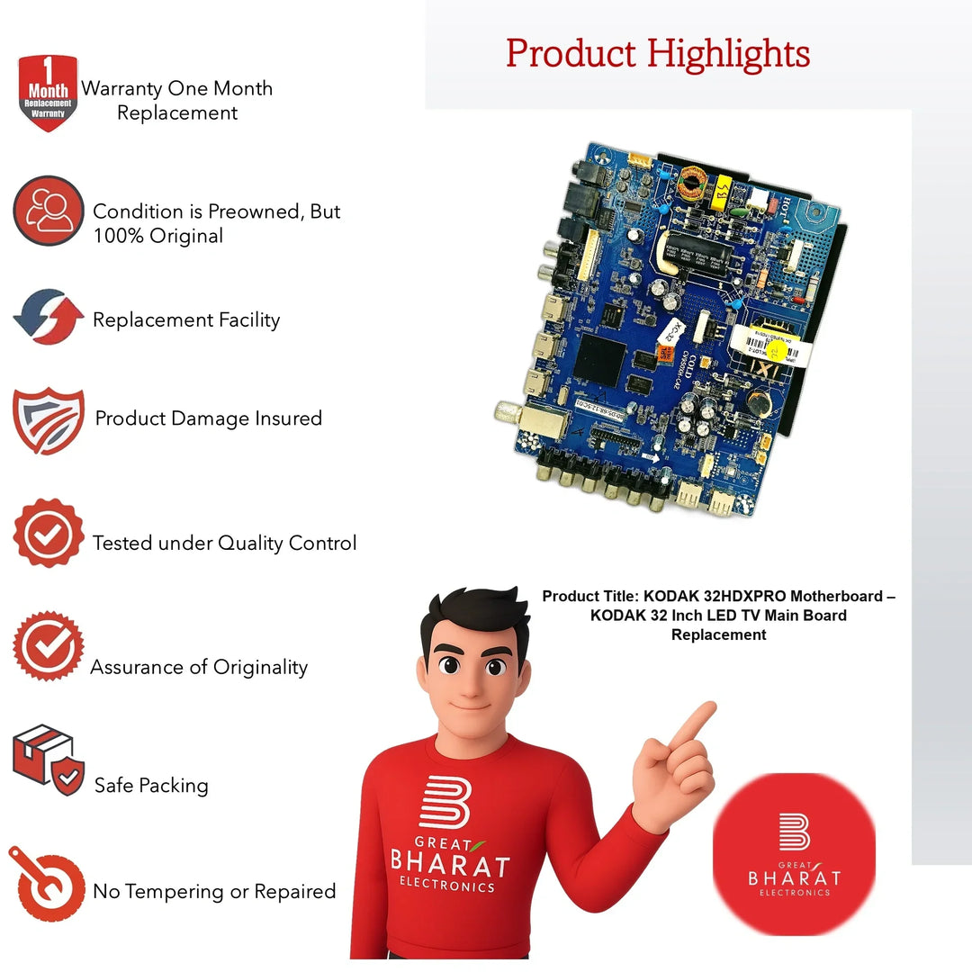 Kodak 32HDXPRO Motherboard – Kodak 32 Inch LED TV Main Board Replacement - Great Bharat Electronics