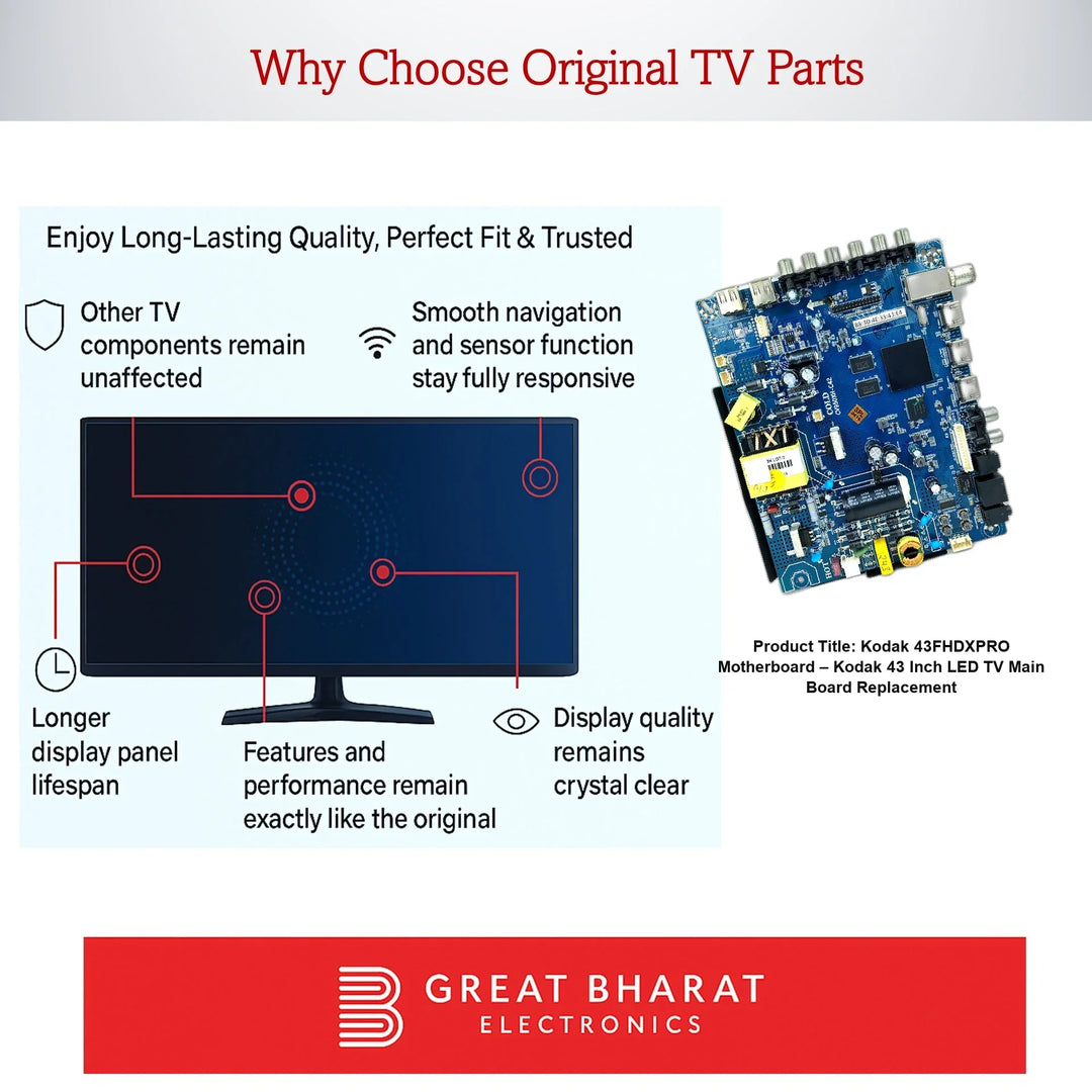 Kodak 43FHDXPRO Motherboard – Kodak 43 Inch LED TV Main Board Replacement - Great Bharat Electronics