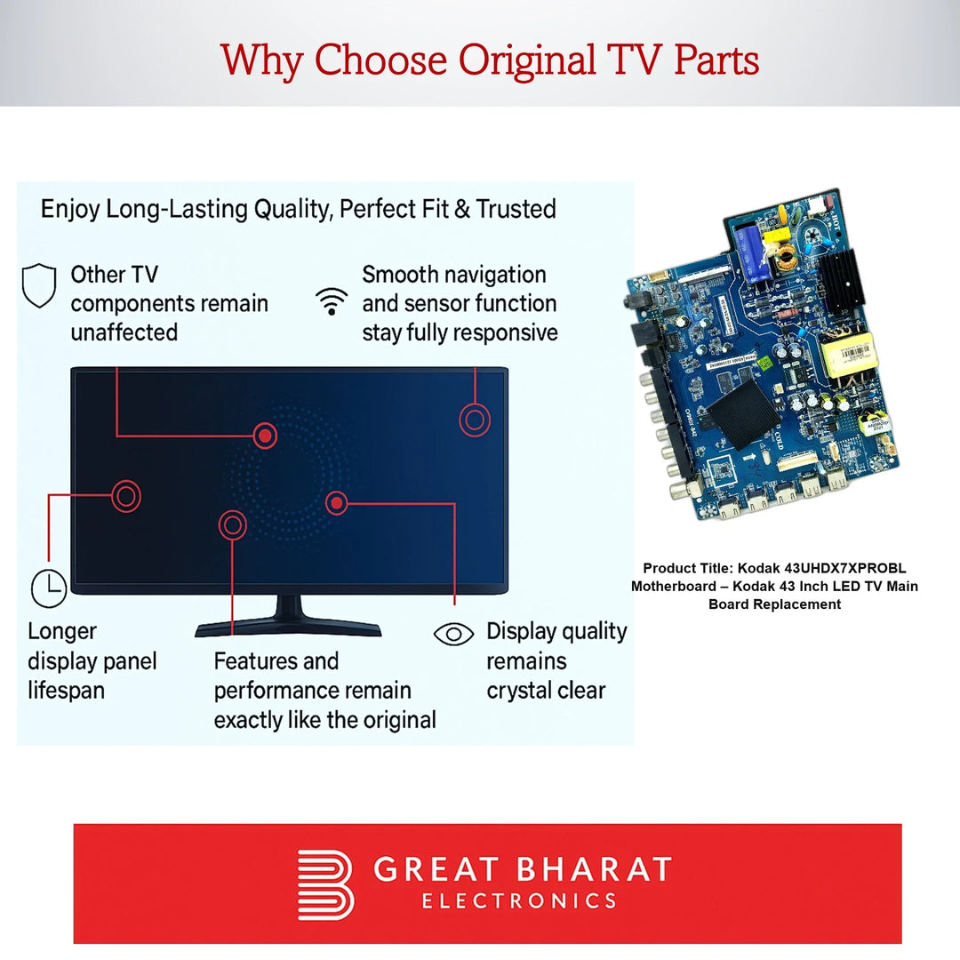 Kodak 43UHDX7XPROBL Motherboard – Kodak 43 Inch LED TV Main Board Replacement - Great Bharat Electronics