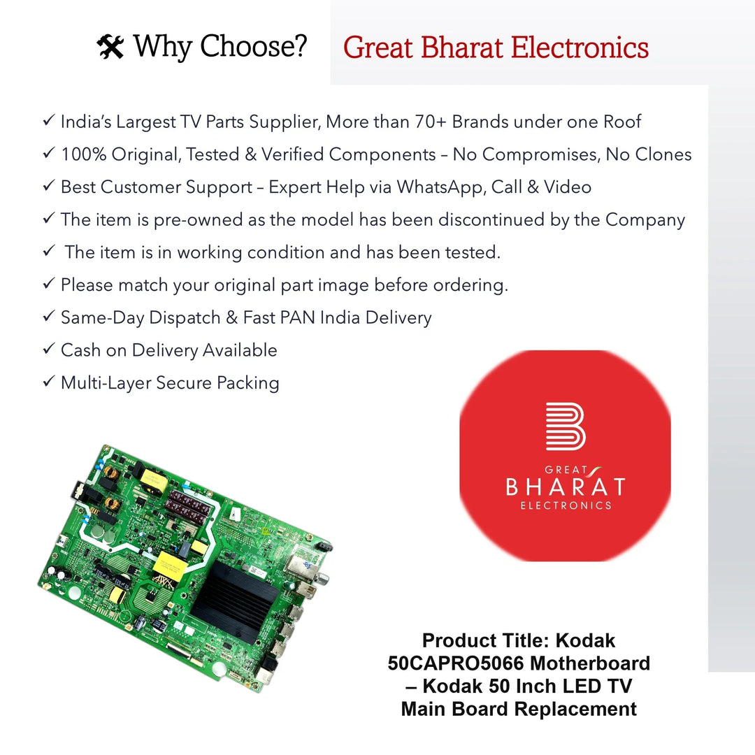 Kodak 50CAPRO5066 Motherboard – Kodak 50 Inch LED TV Main Board Replacement - Great Bharat Electronics