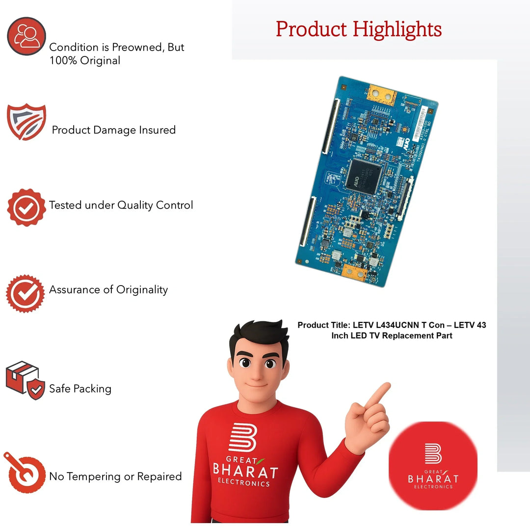 LETV (LeEco) L434UCNN T-Con Board – LETV (LeEco) 43 Inch LED TV Replacement Part - Great Bharat Electronics