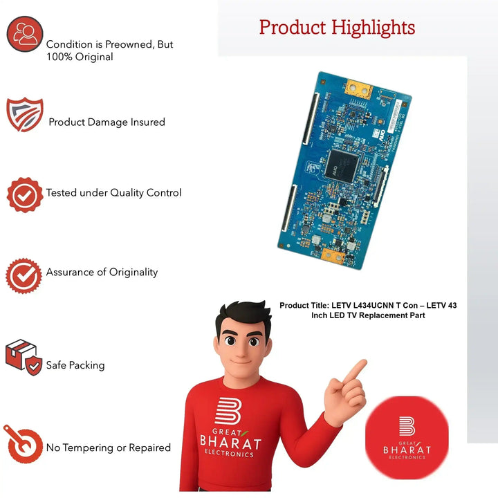 LETV (LeEco) L434UCNN T-Con Board – LETV (LeEco) 43 Inch LED TV Replacement Part - Great Bharat Electronics