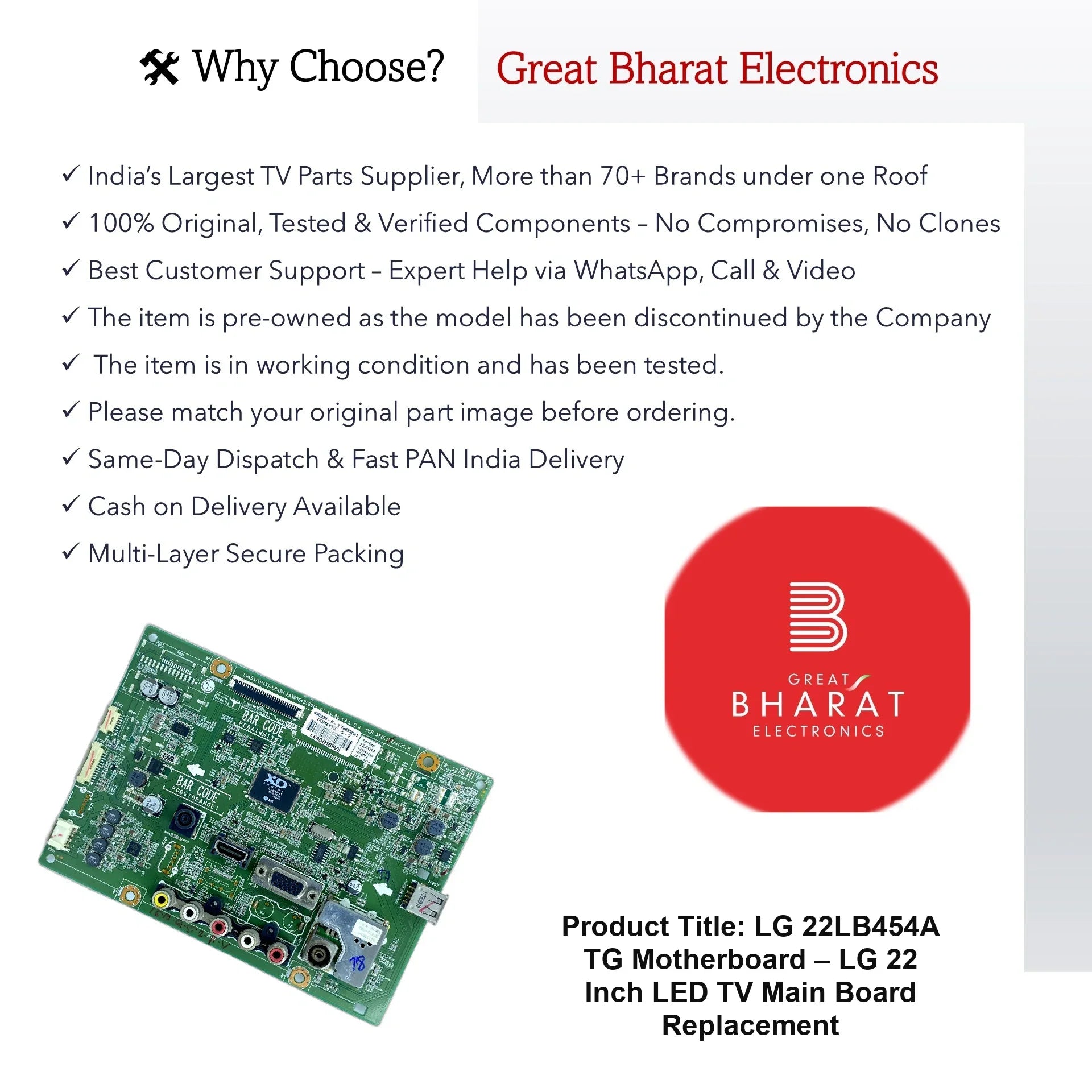 LG 22LB454A-TG Motherboard – LG 22 Inch LED TV Main Board Replacement - Great Bharat Electronics