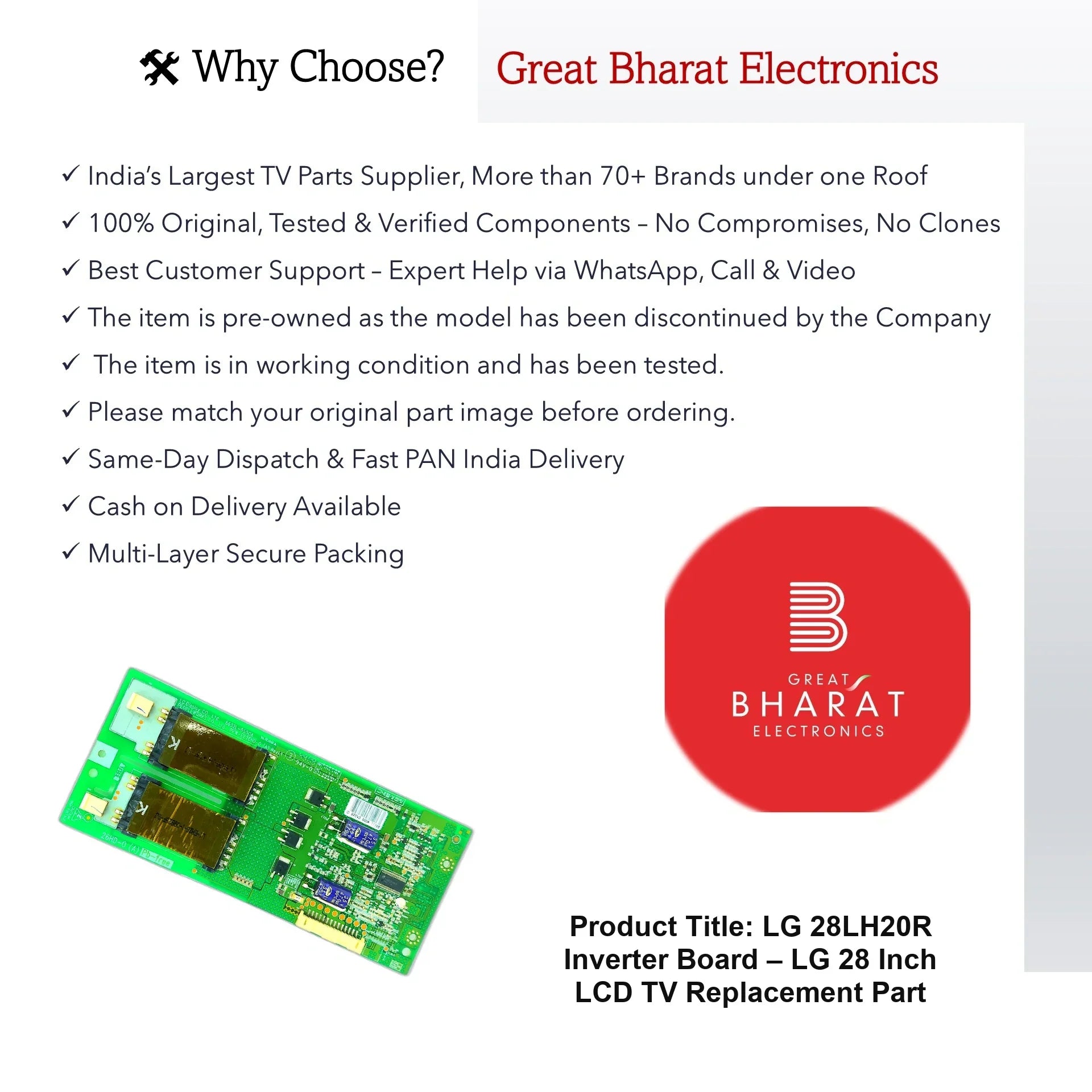 LG 28LH20R Inverter Board – LG 28 Inch LCD TV Replacement Part - Great Bharat Electronics