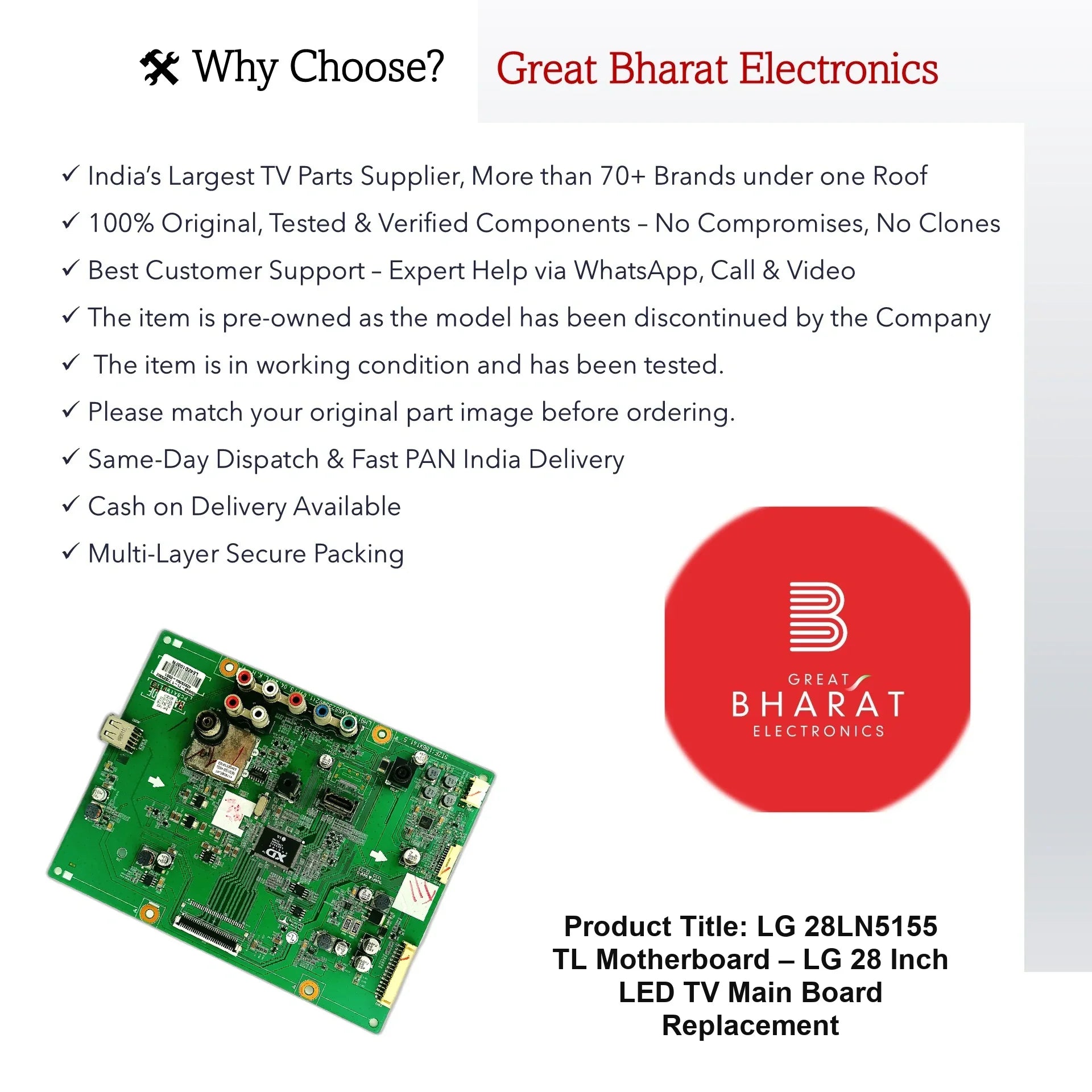 LG 28LN5155-TL Motherboard – LG 28 Inch LED TV Main Board Replacement - Great Bharat Electronics