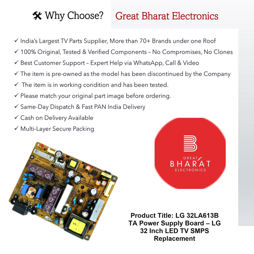 LG 32LA613B-TA Power Supply Board – LG 32 Inch LED TV SMPS Replacement - Great Bharat Electronics