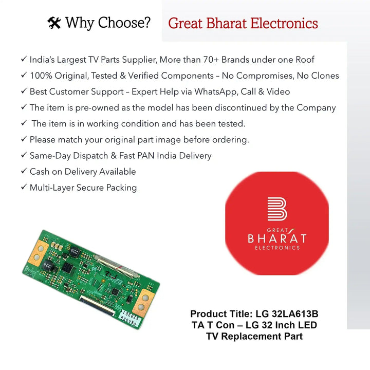 LG 32LA613B-TA T-Con Board – LG 32 Inch LED TV Replacement Part - Great Bharat Electronics
