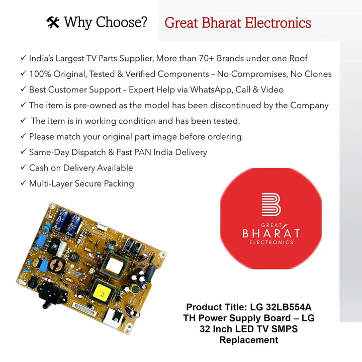 LG 32LB554A-TH Power Supply Board – LG 32 Inch LED TV SMPS Replacement - Great Bharat Electronics