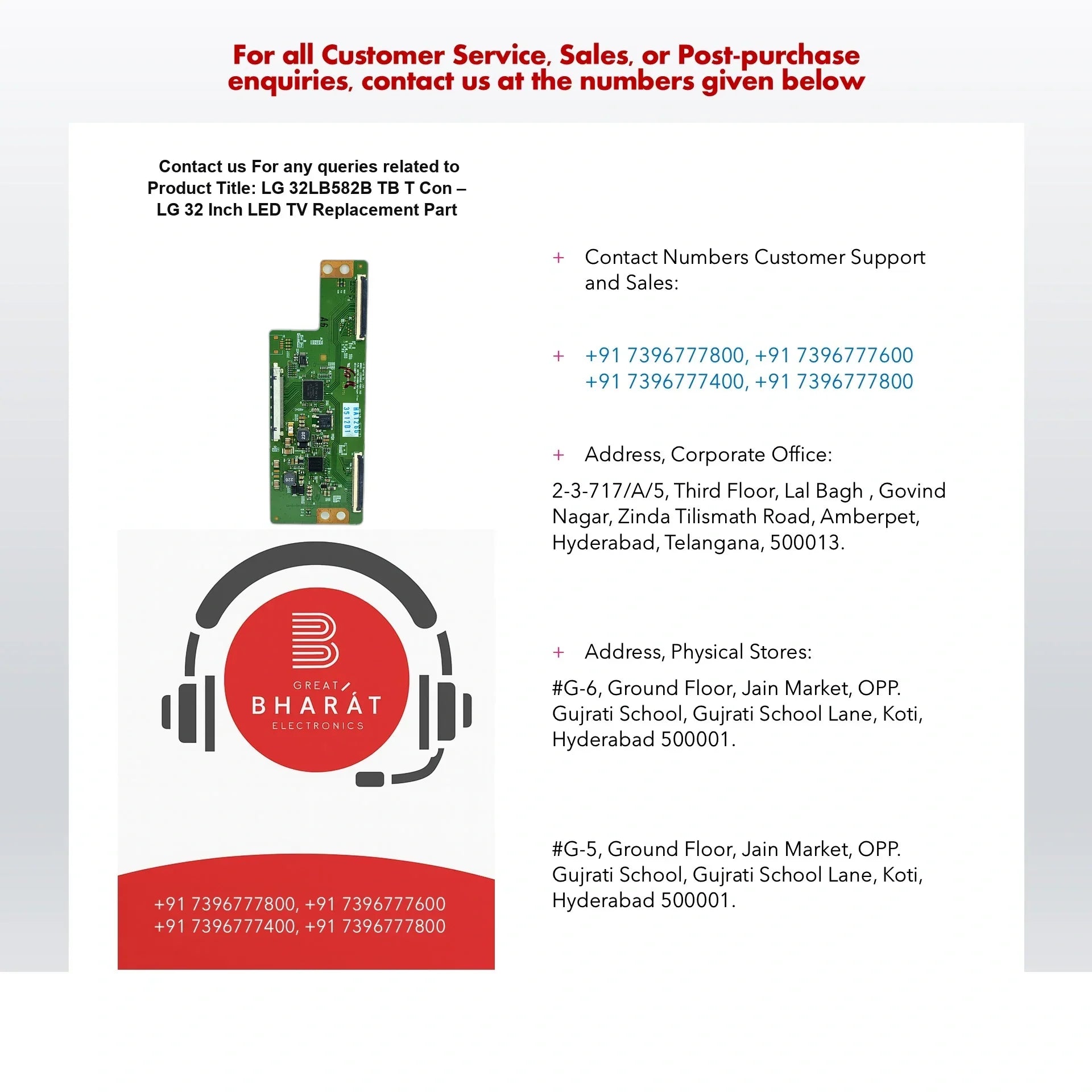 LG 32LB582B-TB T-Con Board – LG 32 Inch LED TV Replacement Part - Great Bharat Electronics
