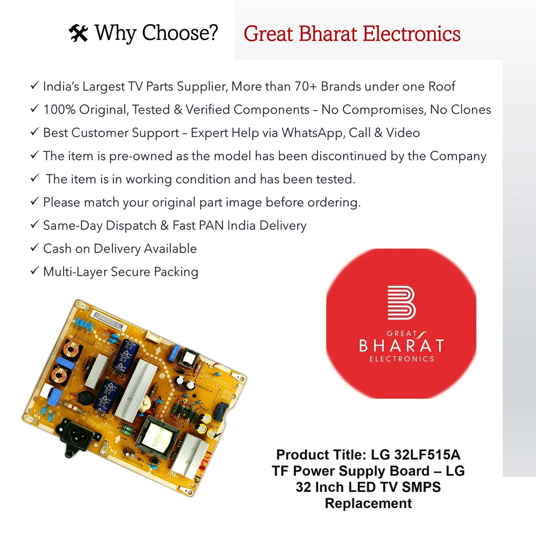 LG 32LF515A-TF Power Supply Board – LG 32 Inch LED TV SMPS Replacement - Great Bharat Electronics