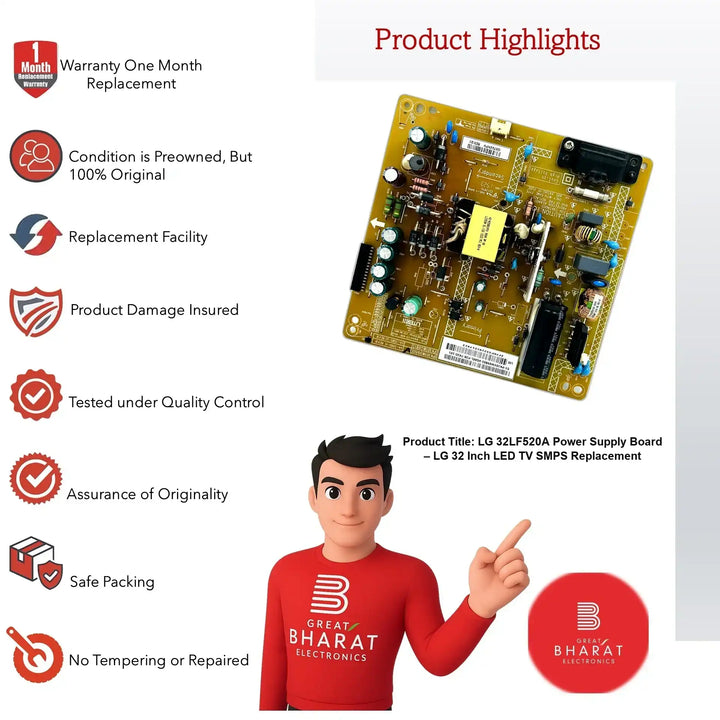 LG 32LF520A Power Supply Board – LG 32 Inch LED TV SMPS Replacement - Great Bharat Electronics