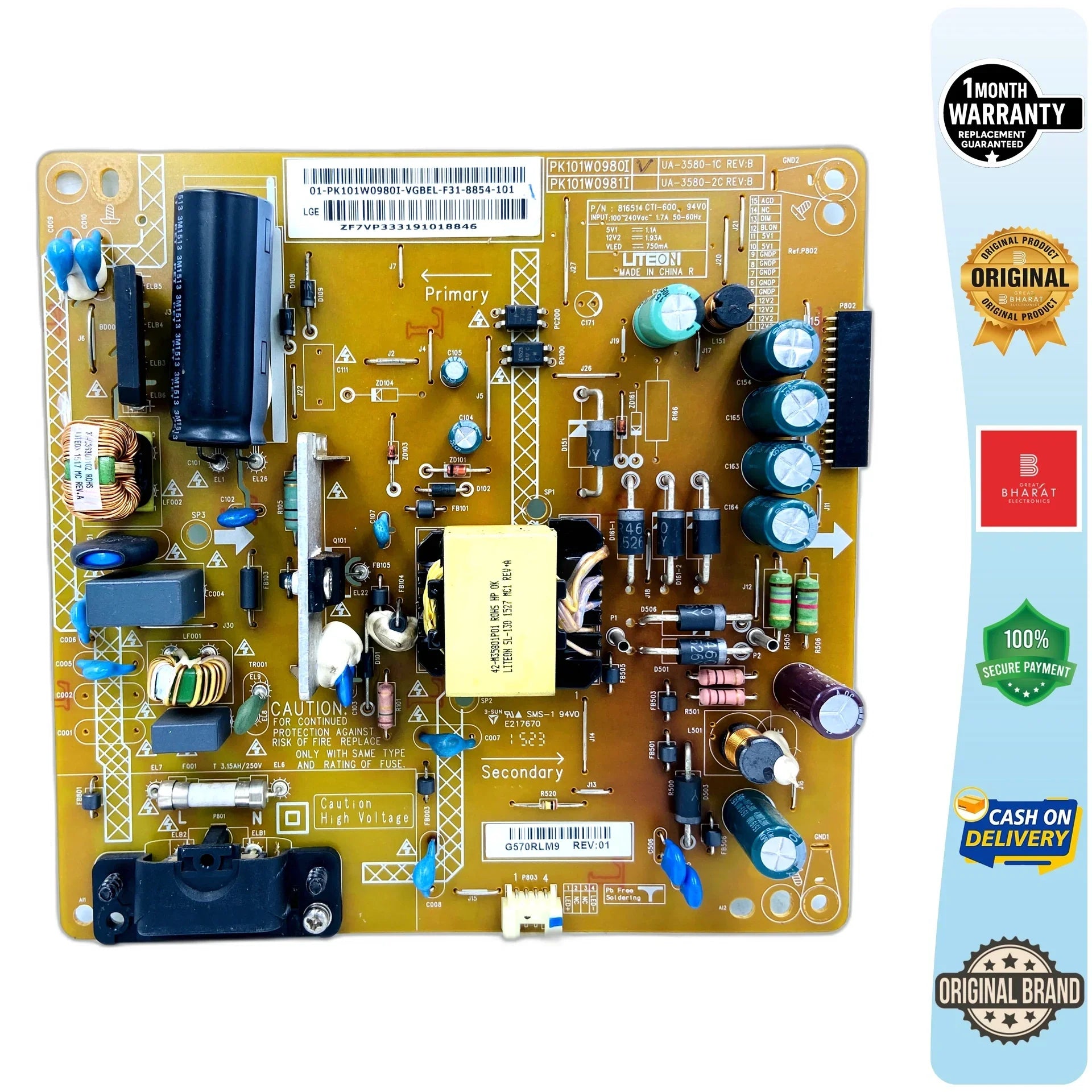 LG 32LF520D-TA Power Supply Board – LG 32 Inch LED TV SMPS Replacement - Great Bharat Electronics
