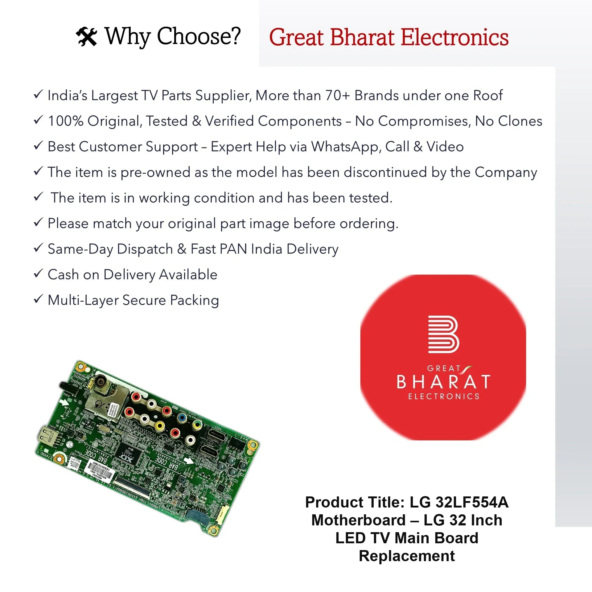 LG 32LF554A Motherboard – LG 32 Inch LED TV Main Board Replacement - Great Bharat Electronics