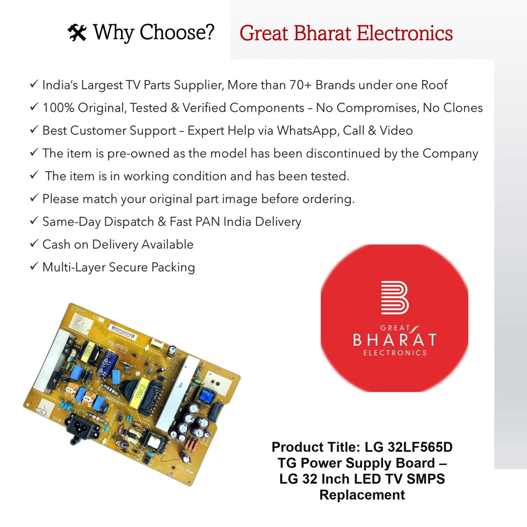LG 32LF565D-TG Power Supply Board – LG 32 Inch LED TV SMPS Replacement - Great Bharat Electronics